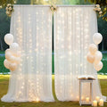 Ledido 10×8ft Tulle Backdrop Curtains with Lights String - 300LED Fairy Lights Sheer Curtain Backdrop for Weddings Baby Shower and Birthday Party Decorations(4 Panels 5×8ft)