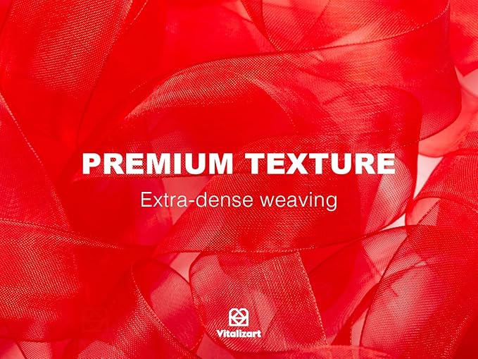 Vitalizart Red Organza Ribbon for Gift Wrapping 1 inch x 30 Yd Extra Density Sheer Fabric Christmas Card Supplies Crafts Bows Tree Decor Wedding Wreaths Wrap 3 Rolls x 10 Yd