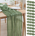 Asee'm 12pcs Cheesecloth Table Runner 120 Inches Sage Green Boho Gauze Cheese Cloth Runner 10FT Rustic Sheer Table Runners for Summer Wedding Baby Shower Holiday Party Decoration