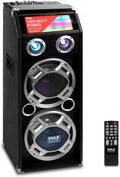 Pyle Wireless Active PA Speaker System - 1000W Portable High Powered Bluetooth Compatible Outdoor Sound Speaker w/ USB SD MP3 FM Radio AUX RCA LED DJ Lights - 35mm Stand Mount, Remote