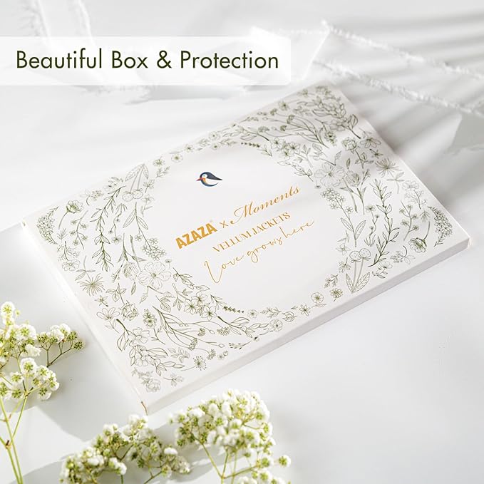 50 Pack Pre-Folded Vellum Jackets for 5x7 Invitations,AZAZA Pretty Translucent Invitation Sleeves,115GSM Vellum Jackets 5x7, Wedding Invitation AccessoriesFor, Weddings Birthdays,Wildflowers