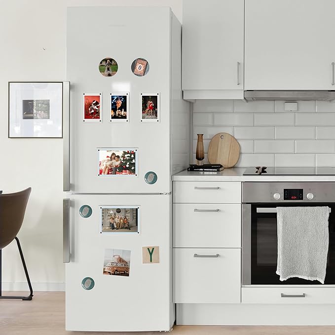 3 Pack acrylic fridge magnetic frame 6X4 Inch refrigerator photo magnet frames clear picture frames magnetic photos Display frame Double-Sided acrylic magnet frames(3pcs clear, 4x6 inch)