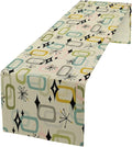 Mid Century Table Runner, Flag Retro Atomic Starburst 1950s Abstract Geometric Space Tabletop Decoration for Home Kitchen Restaurant Table Flag 13x90 Inch