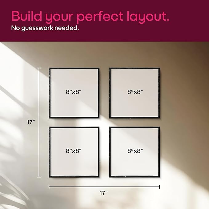 Mixtiles Official - Custom Photo Tiles - Personalized Printed Photos - Magnetic Wall Frames - Adhesive Sticker, No Nails - Various Sizes and Frames - 8x8-tiles-Tile - Black Frame