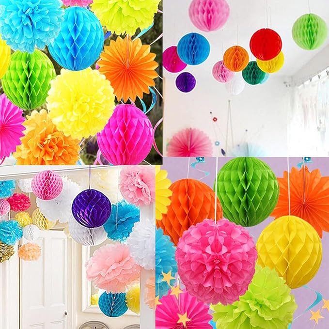12pcs Party Honeycomb Balls Decorations 3'' 6'' 8'' Honeycomb Flower Tissue Pom Poms Flower Balls Hanging Flower Balls for Baby Shower Birthday Wedding Nursery Decor(3'' 6'' 8'' Green kit)