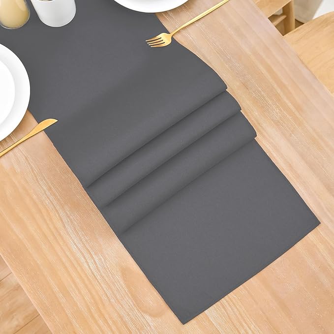 2 Pack Grey Small Short Table Runner 12 x 24 Inch Solid Color Runners Coffee Table Dresser for Daily Party Home Decoration
