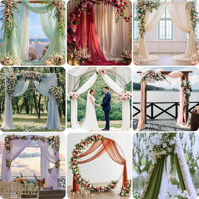 Lilac Wedding Arch Draping Fabric 1 Panel 29" × 20FT Sheer Drapes Outdoor Curtain for Wedding Ceremony Baby Bridal Shower Arch Ceiling Backdrop Decor