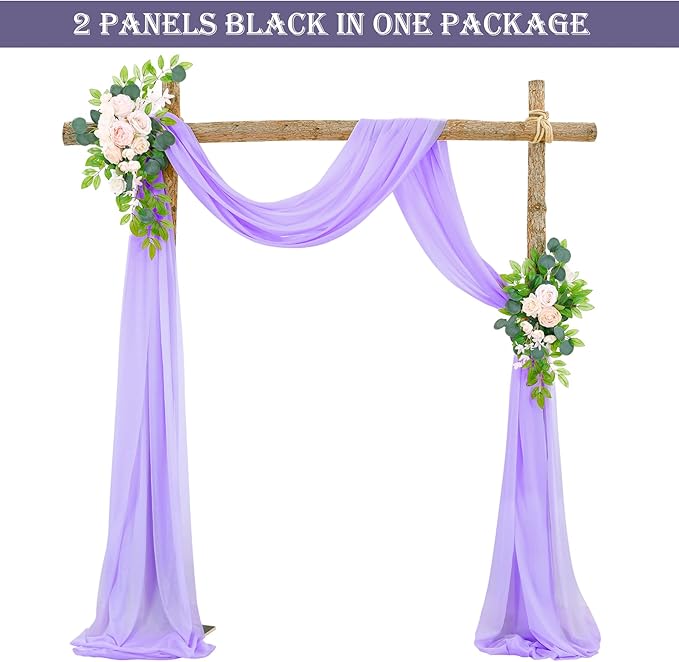 Lavender Wedding Arch Draping Fabric Purple Sheer Wedding Arch Drapes for Ceremony Bridal Party 19Ft Length x 28" Width 2 Panel
