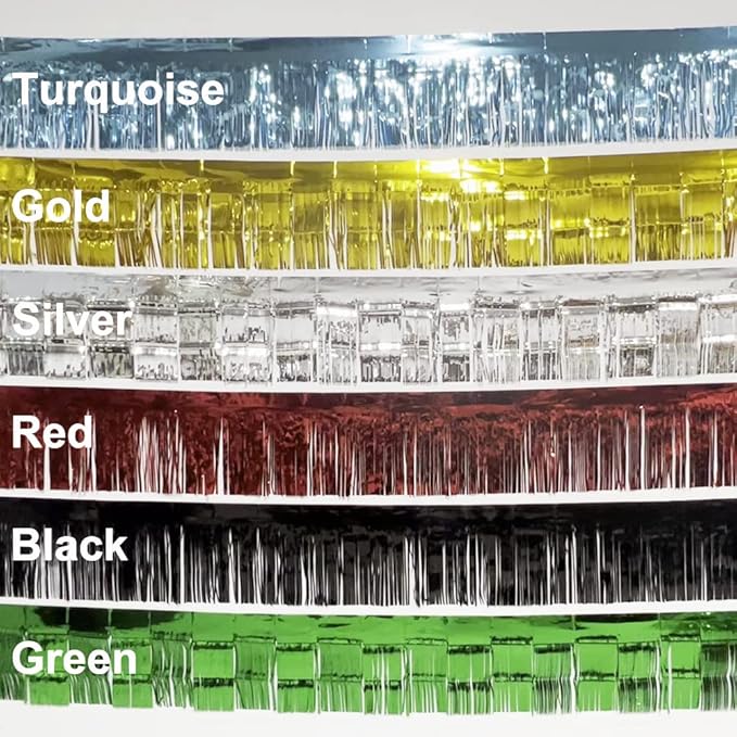 4 Pack Total 40 Feet Foil Fringe Garland Metallic Wall Hanging Drapes Tassel Skirting Tinsel Streamers Decorations for Parade Float Trailer Mardi Gras Party Birthday Wedding (Red)