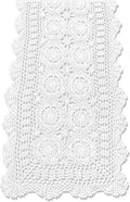 KEPSWET Cotton Handmade Crochet Lace Table Runner White Rectangle Coffee Table Dresser Decor (14x72 inch)