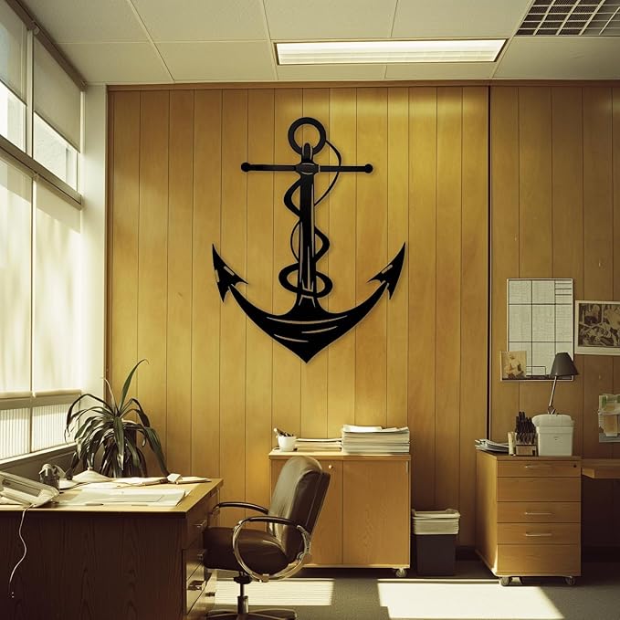 XXQ Anchor Metal Wall Decor, Anchor Metal Wall Art for Bedroom Living Room Dorm Antique Anchor Wall Decor Antique Metal Anchor Farmhouse Decor (Whhite, 20" x 30" / 51 x 76cm)