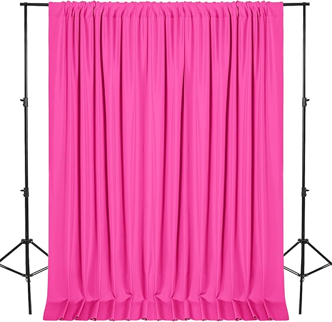 DWCN 10x8 FT Fuchsia Backdrop Curtains for Parties, Photography Backdrop Drapes with Rod Pockets for Wedding Decorations Stage Birthday Family Gatherings, 2 Panels 5ft x 8ft