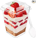 50 Pack 5 oz Plastic Dessert Cups with Lids and Spoons - Clear Yogurt Parfait Cups with Lids - Mini Dessert Shooter Cup with Spoons for Fruit Pudding Mousse Ice Cream Appetizer