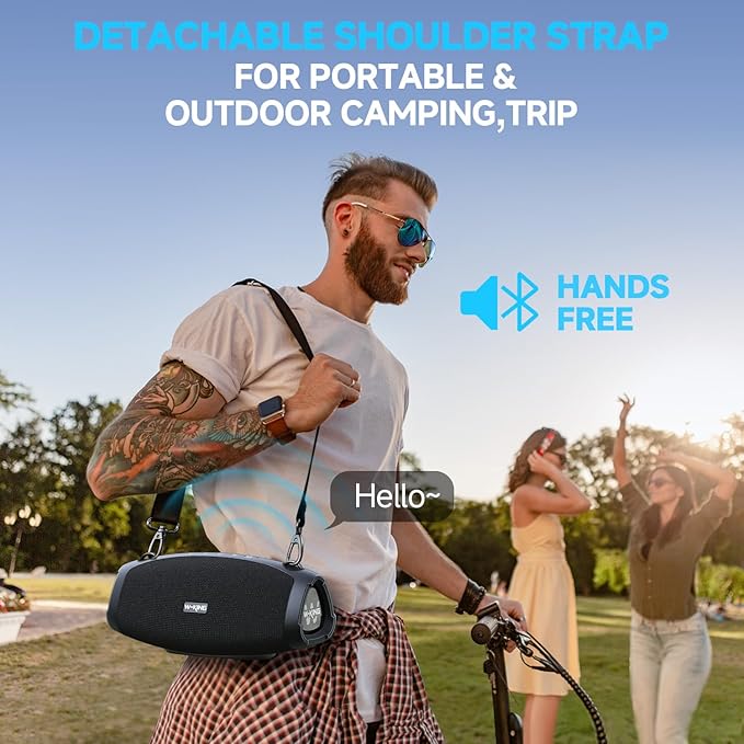 W-KING 120W Max Portable Speakers Bluetooth Wireless, IPX6 Waterproof Loud Bluetooth Speaker Boombox, Triple Passive Radiator/Subwoofer*2-70W Deep Bass/DSP/2 Pairing/42H/EQ/Party Large Outdoor Speaker