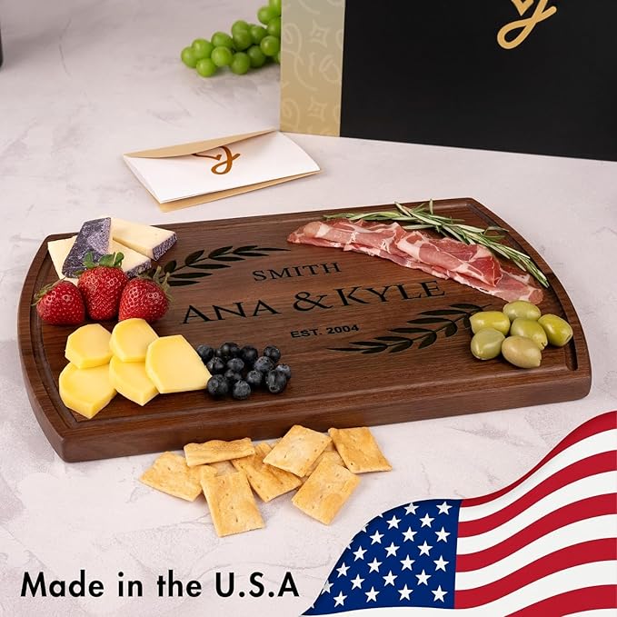 Personalized Wedding Gifts for Couples - Custom Cutting Board, Engraved Wood Charcuterie Board, Bridal Shower, Customized Kitchen Board, Unique Gift Idea for Newlyweds