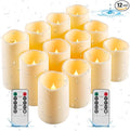 Da by Candles Battery Operated Candles LED Outdoor Waterproof Candles Plastic Fake Candles with Remote Timers Set of 12(Ivory)