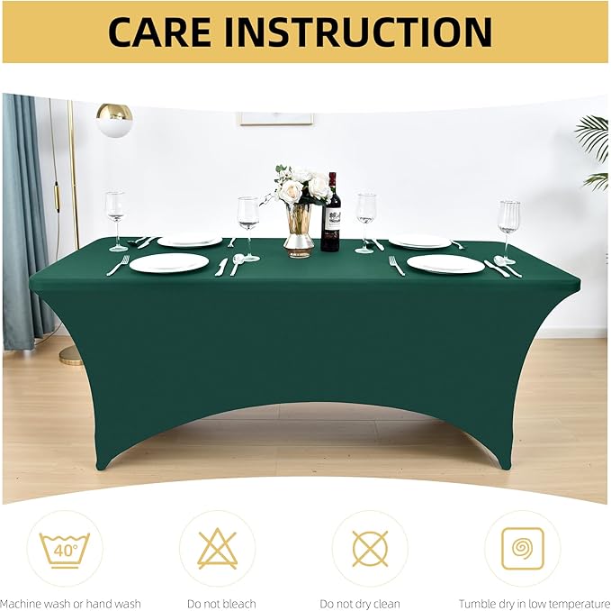 6-Pack 6ft Spandex Table Covers for Rectangle Standard Folding Tables - Wrinkle Resistant Stretch Tablecloths - Ultimate Fitted Table Protector for Parties, Trade Shows, Wedding