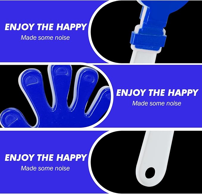 36 Pcs Hand Clappers Noisemakers 7.5 Inch Clappers Noisemakers Plastic Hand Clappers for Birthdays Game Football Sporting Events Cheers Supplies Dance Basketball Football Noisemakers(Blue and White)