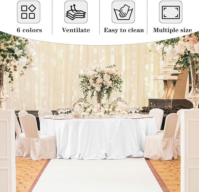 Fitable 6 Pack White Round Tablecloths - 120 Inches in Diameter - Stain Resistant and Washable Table Clothes, Polyester Fabric Table Covers for Wedding, Party, Banquet, Formal Events