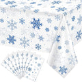 8 Pieces Snowflake Christmas Party Tablecloth Decorations,Plastic White Snowflake White Blue Xmas Backdrop Sign Table Cover Banner for Winter Christmas Holiday Party Supplies,54x108 inch（White/Blue）