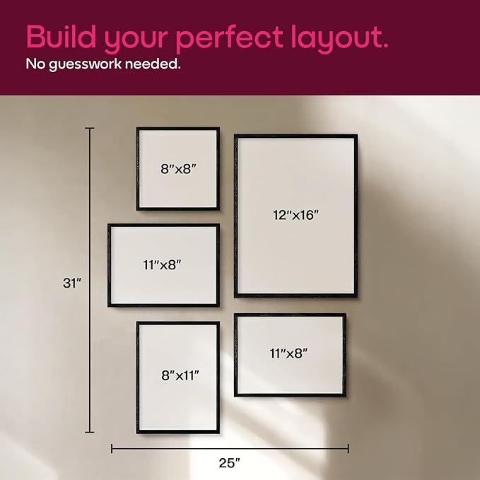 Mixtiles Official - Custom Photo Tiles - Personalized Printed Photos - Magnetic Wall Frames - Adhesive Sticker, No Nails - Various Sizes and Frames (Black, Offbeat set - set of 5)