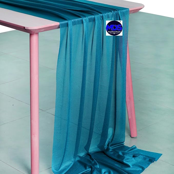 MDS Halloween Chiffon Table Runner - 25 Pack, 29 x 120 Inches, 10ft Each - Sheer Spooky Table Runners for Haunted House Parties, Trick-or-Treat Tables, Witchy Décor, Wedding & Events - Dark Teal