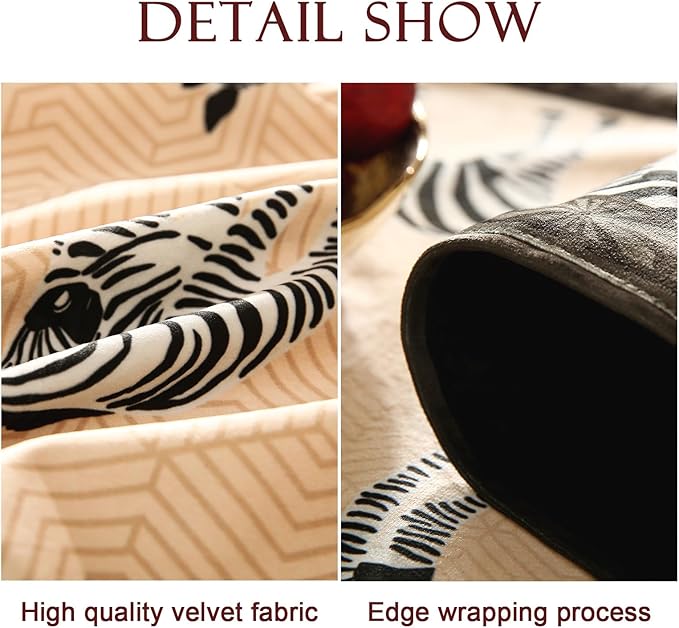 patdrea Designer Elegant Wild Animals Velvet Table Runner, Beige Brown with Zebra Texture Pattern Table Mat, Decoration for Kitchen Dining Coffee Table Cabinet Banquet Thanksgiving,12"*71"