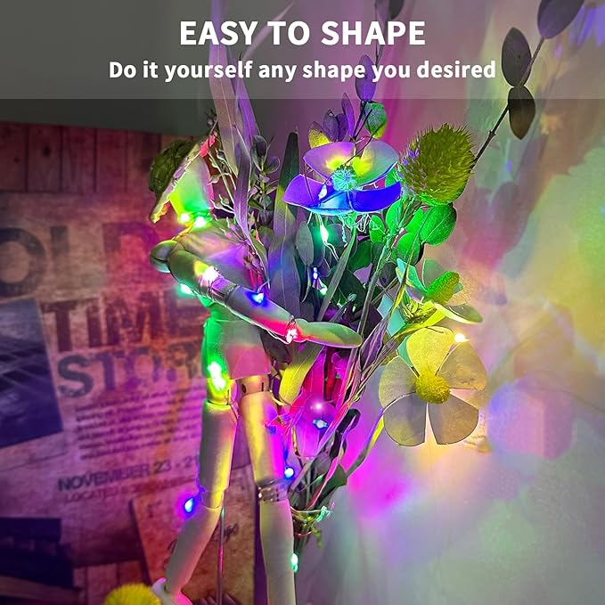 Aogist 24 Pack Fairy Lights 3 Modes 7ft 20 LED Waterproof,Battery Operated Silver Wire Firefly Starry Moon Mini String Lights for Mason Jars Christmas DIY Crafts Wedding Party Bedroom,Multicolor
