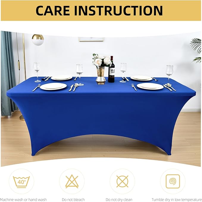 2-Pack 4ft Spandex Table Covers for Rectangular Folding Tables - Wrinkle Resistant Stretch Tight Table Cloths - Ultimate Fitted Table Protector for Parties, Banquet, and Wedding