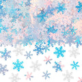 MARFOREVER Snowflakes Glitter Confetti, Christmas Sparkly Clear and White Snowflake Scatter Mixed Size Winter Party Sprinkles Winter Wonderland Frozen Decorations