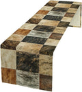 Rustic Cow Skin Patchwork Print Table Runner, Farmhouse Country Western Style Fur Table Cover for Dinning Home Party Holidays Home Setting, 13x90 Inch