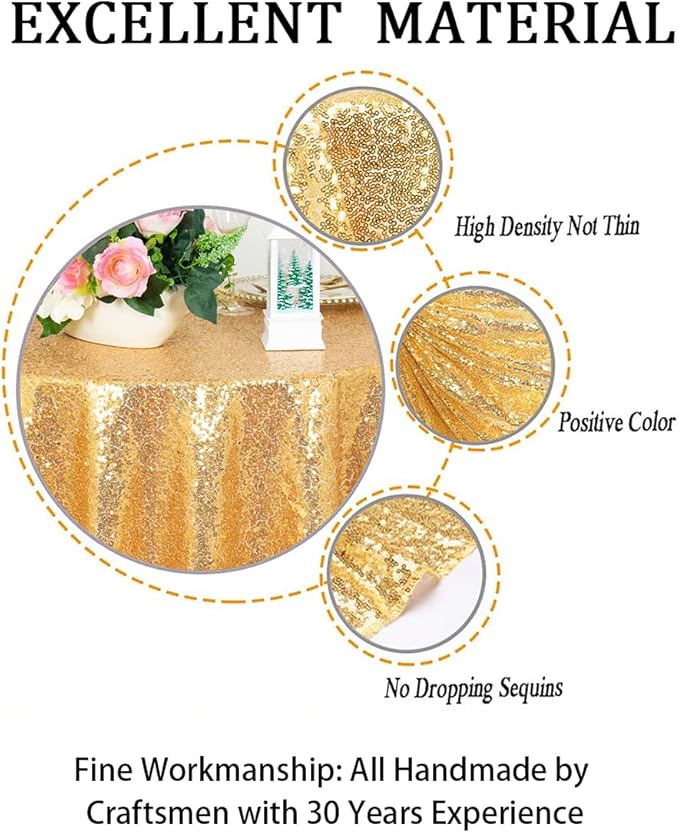 ShinyBeauty Sequin Tablecloth-Gold Sequin Table Overlay and Sequin Tablecloth/Linen for Wedding/Party/Event/Decoration-Gold (36inx36in)