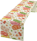 Summer Popsicles Table Runner, Watercolor Colorful Fruit Ice Cream Pops Berry Kiwi Cold Summer Sweet Seasonal Dinner Runner for Party Holiday Home Kitchen Dining Table Decor 13"x60"