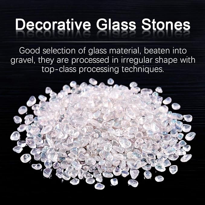 Hilitchi Glass Stones Rock Crystals Gemstones for Event Weddings Birthday Decoration Vase Fillers Table Scatter Party Table Decoration (White Rainbow Moonstone Aprox 1lb/455g/Bag)