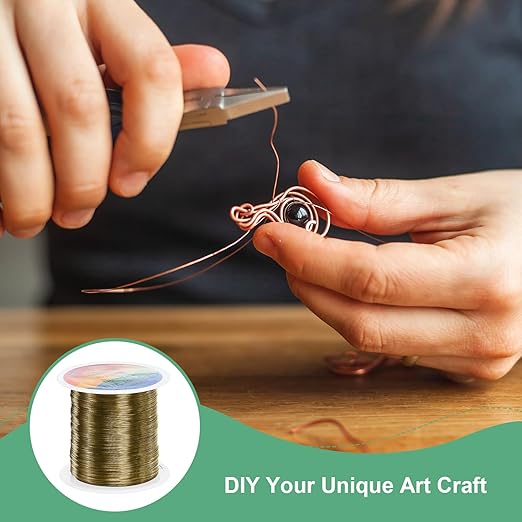 2-Rolls 0.3mm Jewelry Wire, 28 Gauge 328FT Craft Wire Copper Beading Wire for Jewelry Making/Planting/Weaving/DIY Crafting, Soft Metal Wires [100M, Bronze Tone]