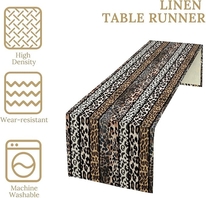 Cow Patchwork Print Table Runner, Country Farm Animal Fur Skin Farm Safari Wildlife Pattern Table Runner for Dinner Dinning Home Kitchen Living Room Party Holidays Setting, 13x108 Inch