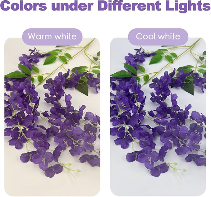 24 Pcs of Wisteria Hanging Flowers, 3.75 Feet Fake Wisteria Flower Strings, Artificial Wisteria Flowers Hanging Garland for Backdrop, Wedding, Ceremony,Garden and Home Wall Decoration (Dark Purple)