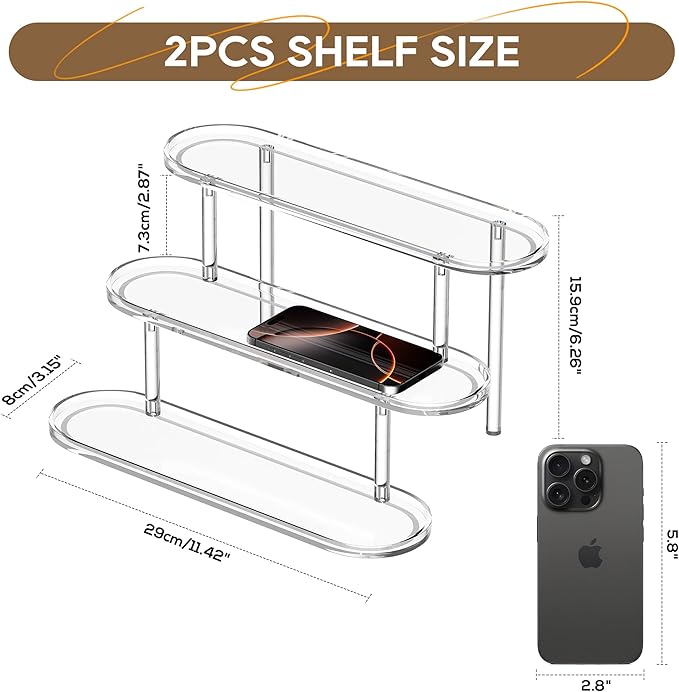 Acrylic Riser Display Shelf for 𝐚𝐦𝐢𝐢𝐛𝐨 Funko-POP Figures, Floating Shelves Display Ledge for Organizer and Decoration, Collectibles Display Stands Showcase, Glowing at night 2PCS