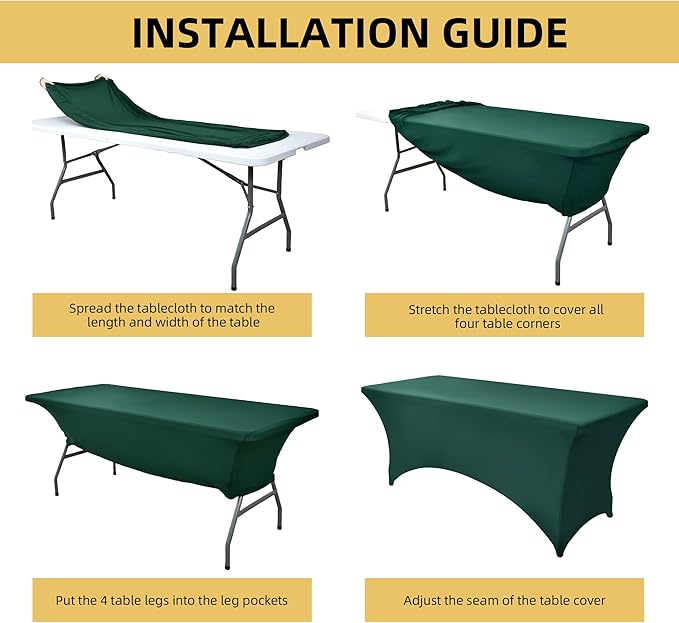 2-Pack 6ft Spandex Table Covers for Rectangle Standard Folding Tables - Wrinkle Resistant Stretch Tablecloths - Ultimate Fitted Table Protector for Parties, Trade Shows, Banquet