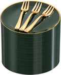 Festiva 200Pcs Green Dessert Plates 6.3" with Plastic Forks 5"- Small Disposable Plates- Dessert/Cake/Appetizer Plastic Plates include 100Plates 100Forks for Christmas Party&New Year