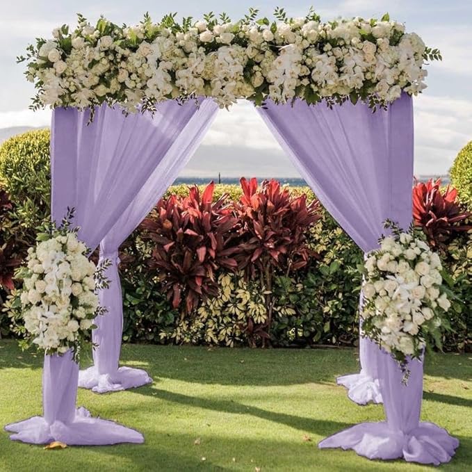 Wedding Arch Draping Fabric 1 Panel 30'' x 18FT Lilac Sheer Chiffon Arch Drapery for Photo Booth Bridal Shower Baby Shower Church Decor Newborn Photography Christening Outdoor Party