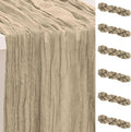 6 Pack Khaki Cheesecloth Table Runner 35x120 Inch 10Ft Rustic Gauze Cheese Cloth Table Runner Sheer Cheesecloth Table Runners for Wedding Party Bridal Shower Decoration
