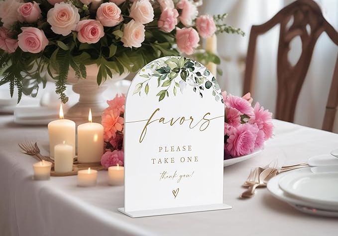 Please Take One Sign, Gift Table Sign, Greenery Gold Bridal Shower Decorations, Wedding Signs for Ceremony and Reception, Engagement Decor, Wedding Table Acrylic Decor, Bachelorette Party Favors - 31