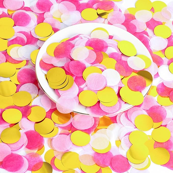 RYKOMO 10000 Pieces 1 Inch Round Tissue Paper Table Confetti Dots 3.5oz Multicolor Round Tissue Confetti for Craft DIY Scrapbooking Birthday Balloons Party Festival