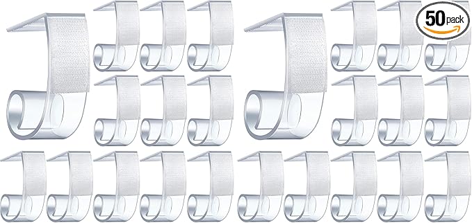 Boao 25 Pieces Table Skirting Clips SMC Model Plastic Tablecloth Clips for Table 1.5-2 Inch with Hook and Loop for Meeting Party Indoor Outdoor Events (Pack of 2)