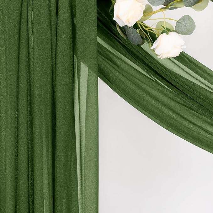 MLMC Olive Green Wedding Arch Draping Fabric 1 Panel 29" x 20 FT Extra Long Gauze Drapes Sheer Backdrop Curtains 6.6 Yards Outdoor Drapery Panels for Wedding Ceremony Party Ceiling Decoration