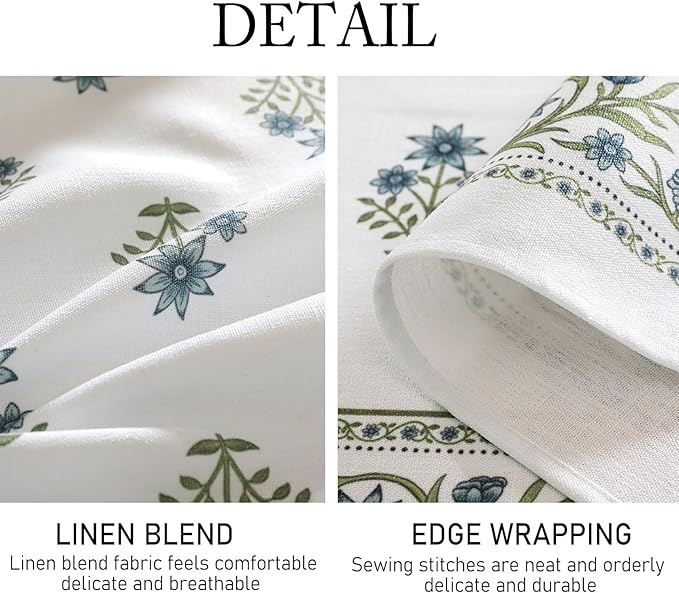 ISAENNE Designer White Linen Round Tablecloth,Chinoiserie Floral Elegant Indoor Table Cloth,Fall Stain Proof Decor Tablecloths for Dining Thanksgiving Kitchen,Diameter 67"-Mosella F