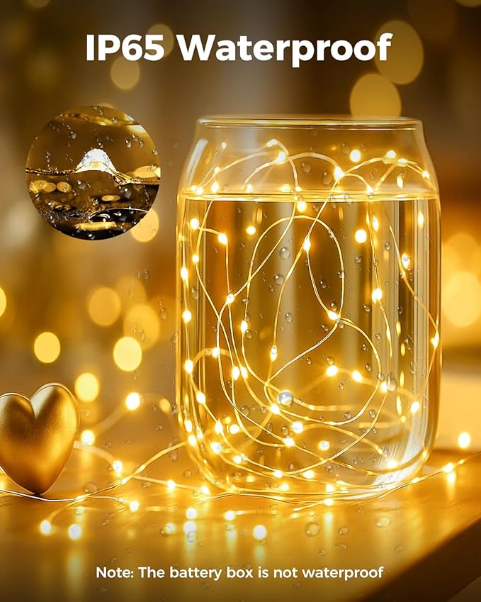 btfarm 6 Pack Fairy Lights Battery Operated, 7FT 20 LED Mini String Lights Waterproof Silver Wire for Mason Jars Centerpiece Table Crafts Bedroom Christmas Decoration, Warm White