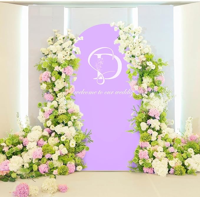 LEBENGURU Upgraded 7.2FT Wedding Arch Cover, Purple Spandex Fitted Arch Backdrop Cover, Round Top Chiara Stand Covers for Birthday Party Baby Shower Banquet Balloon Décor