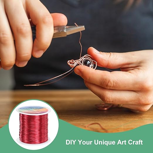 0.4mm Jewelry Wire, 26 Gauge 328FT Craft Wire Copper Beading Wire for Jewelry Making/Planting/Weaving/DIY Crafting, Soft Metal Wires [100M, Red]